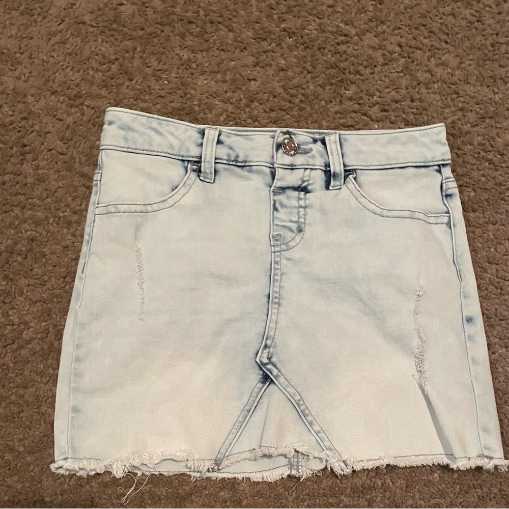 Justice Light Wash Denim Mini Skirt